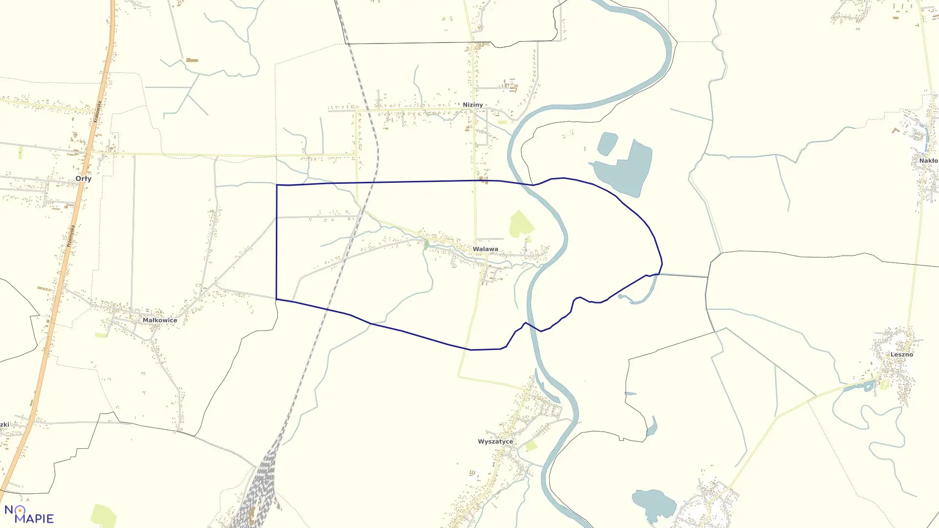 Mapa obrębu Walawa w gminie Orły